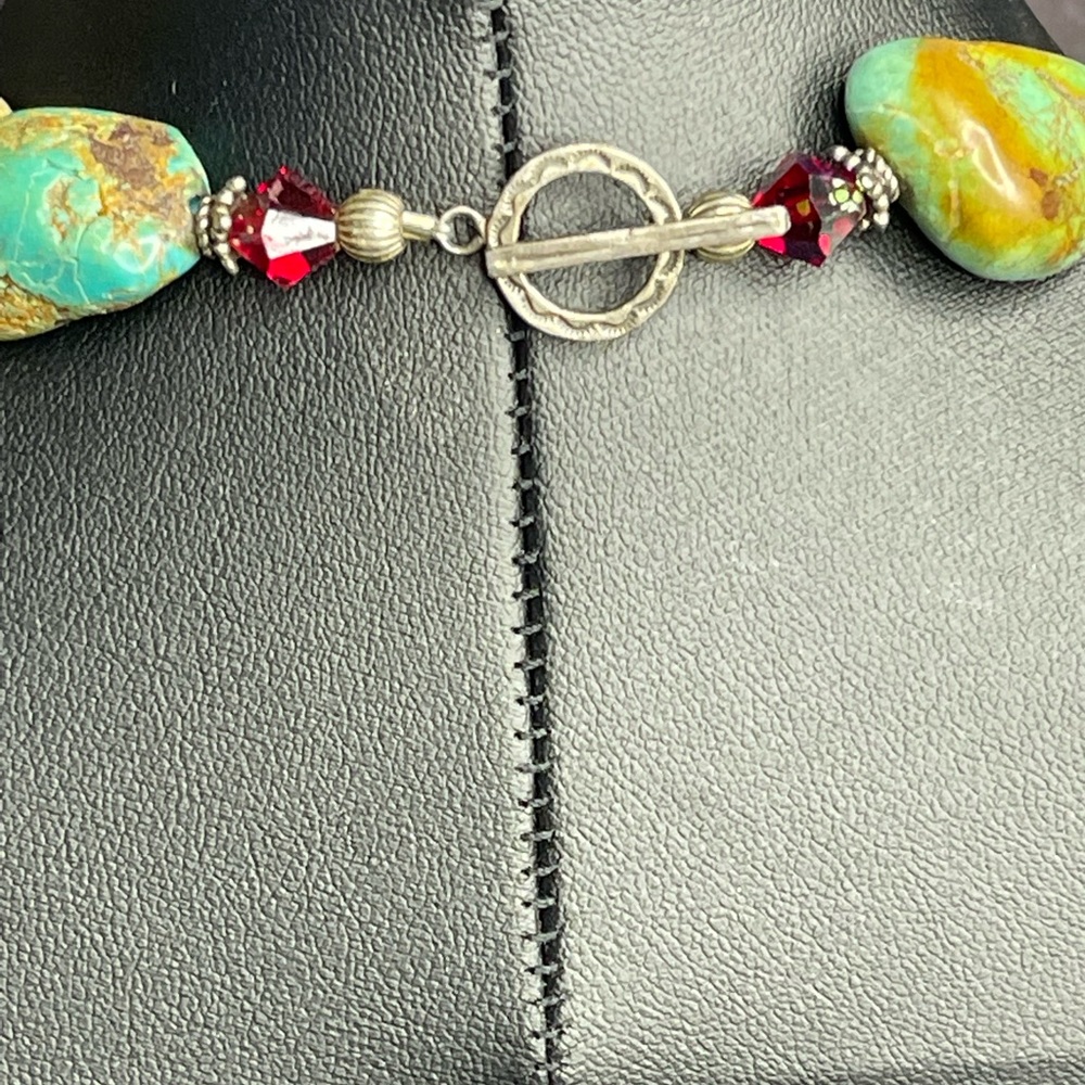 Vintage Large Raw Turquoise Chunky Statement Neck… - image 4